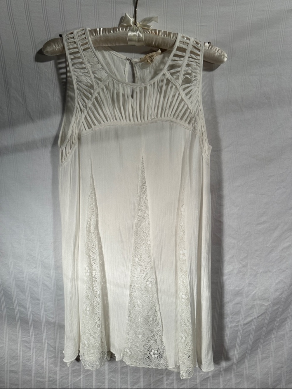 Women's White Lace-Panel Midi Dress